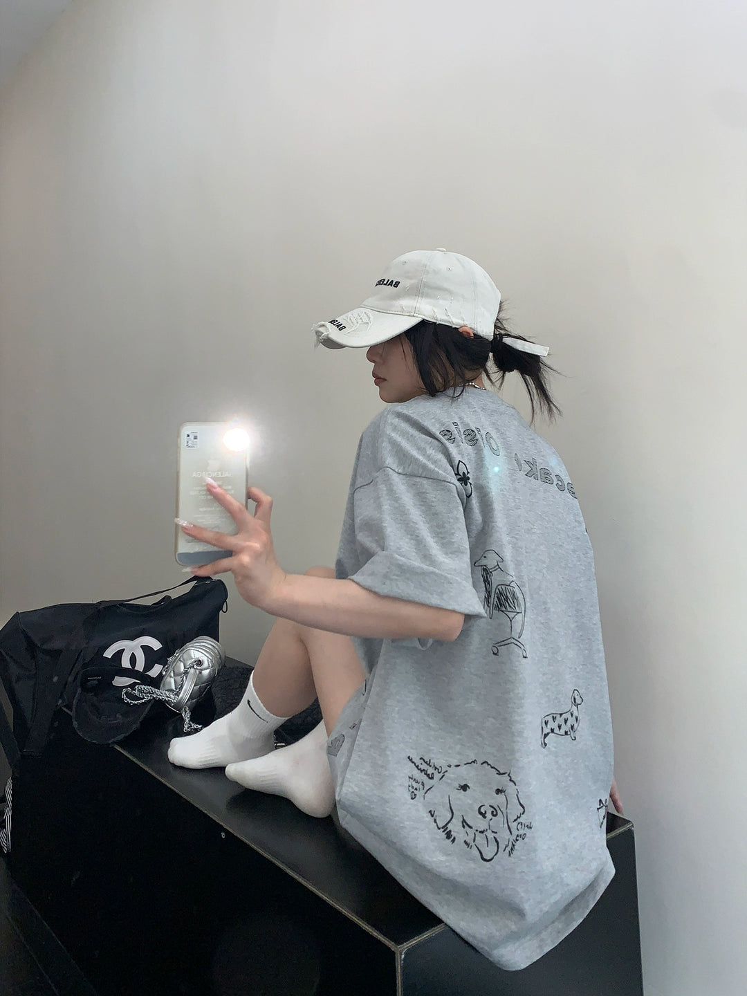 Cartoon Dog Print Loose Fit T-shirt