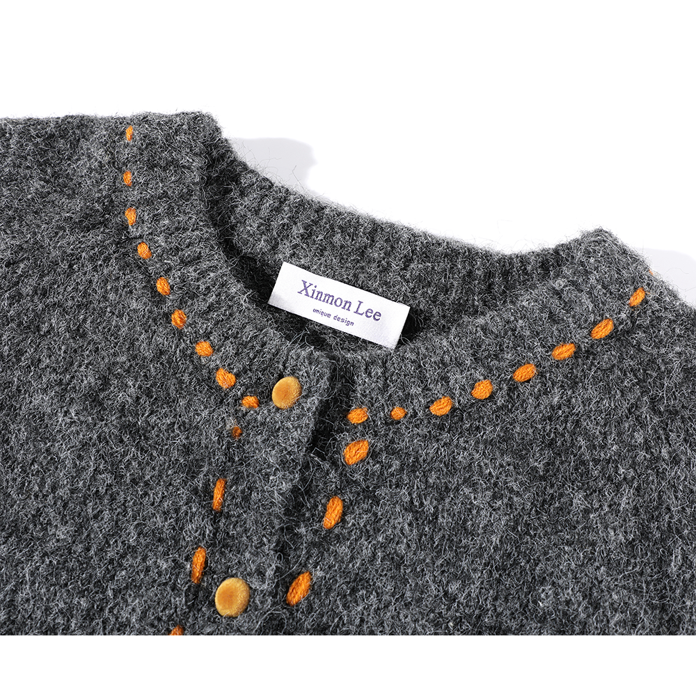 Knit Dotted Button Cardigan Sweater