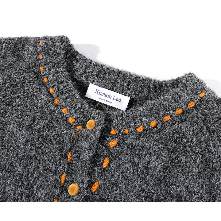 Knit Dotted Button Cardigan Sweater