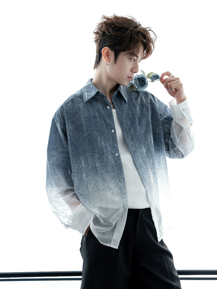Gradient Color Lightweight Casual Shirt