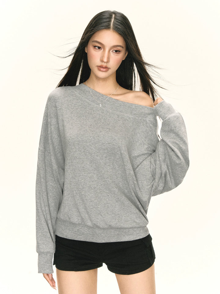 Retro Off Shoulder Losse Lange Mouwen Top 