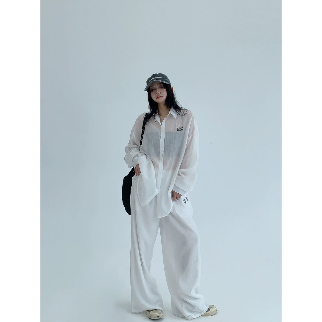 Loose Fit Long Sleeve Drape Shirt