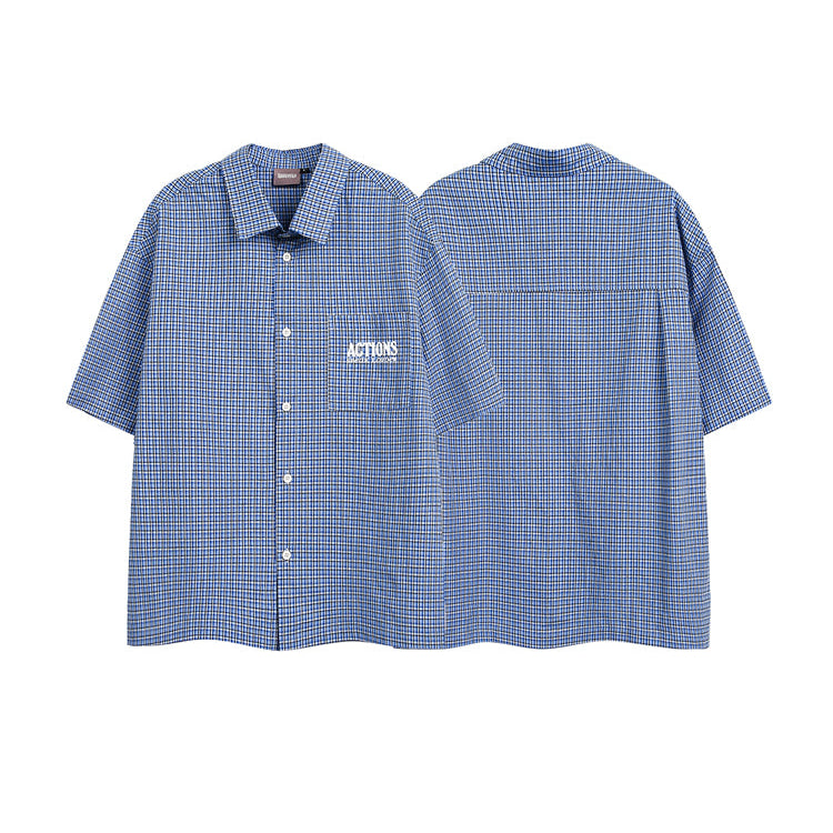 Loose Fit Plaid Short-Sleeve Shirt