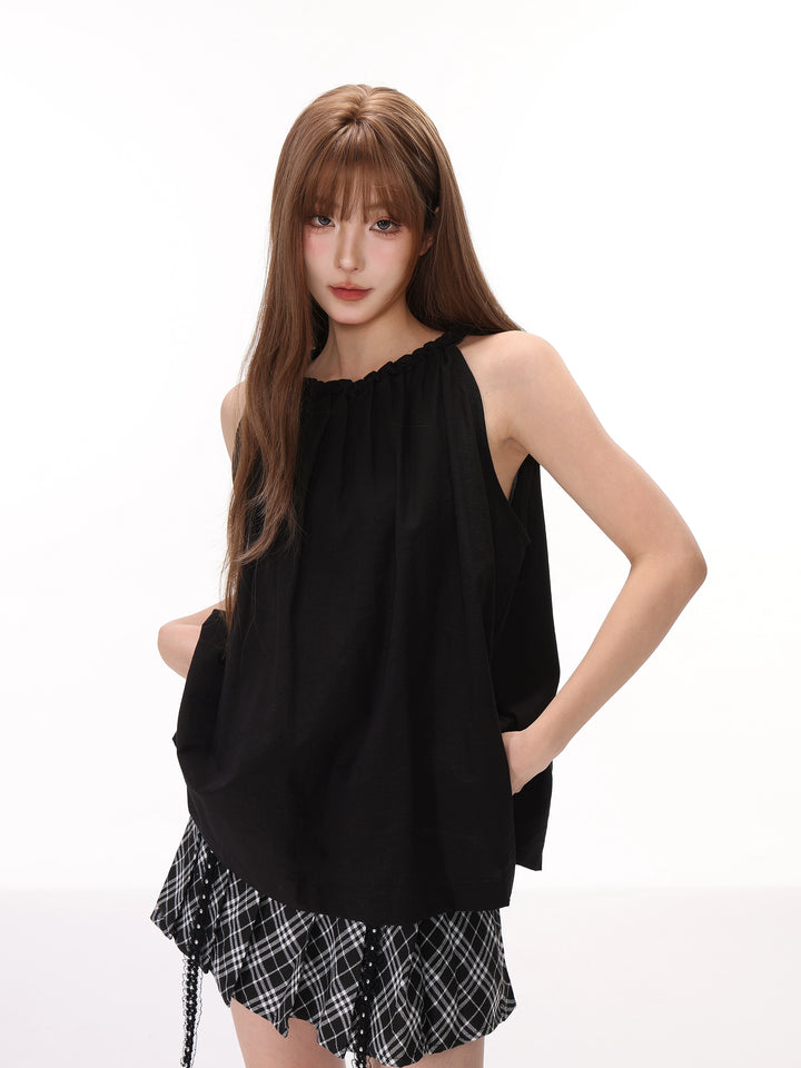 Chemise loose à épaules dénudées avec col halter 