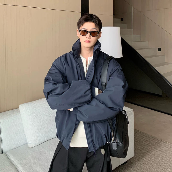 Staande kraag dubbele rits katoen bomberjack 