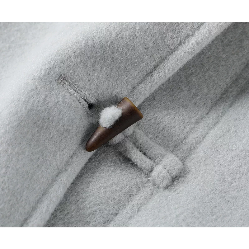 מעיל פליס ארוך עם כפתורי קרן 