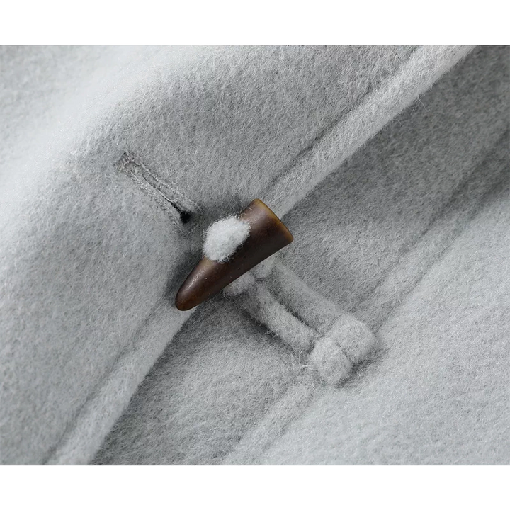 מעיל פליס ארוך עם כפתורי קרן 