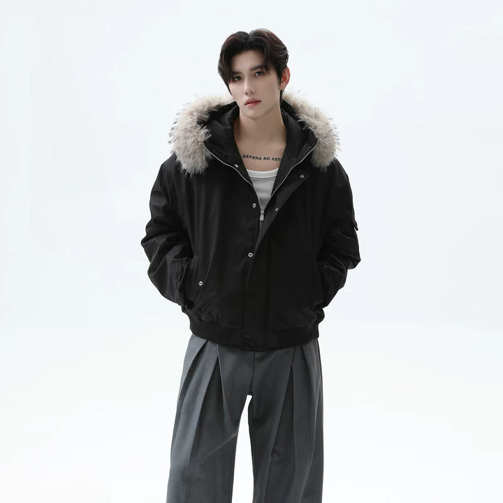 Fur Collar Hooded Insulated Coat