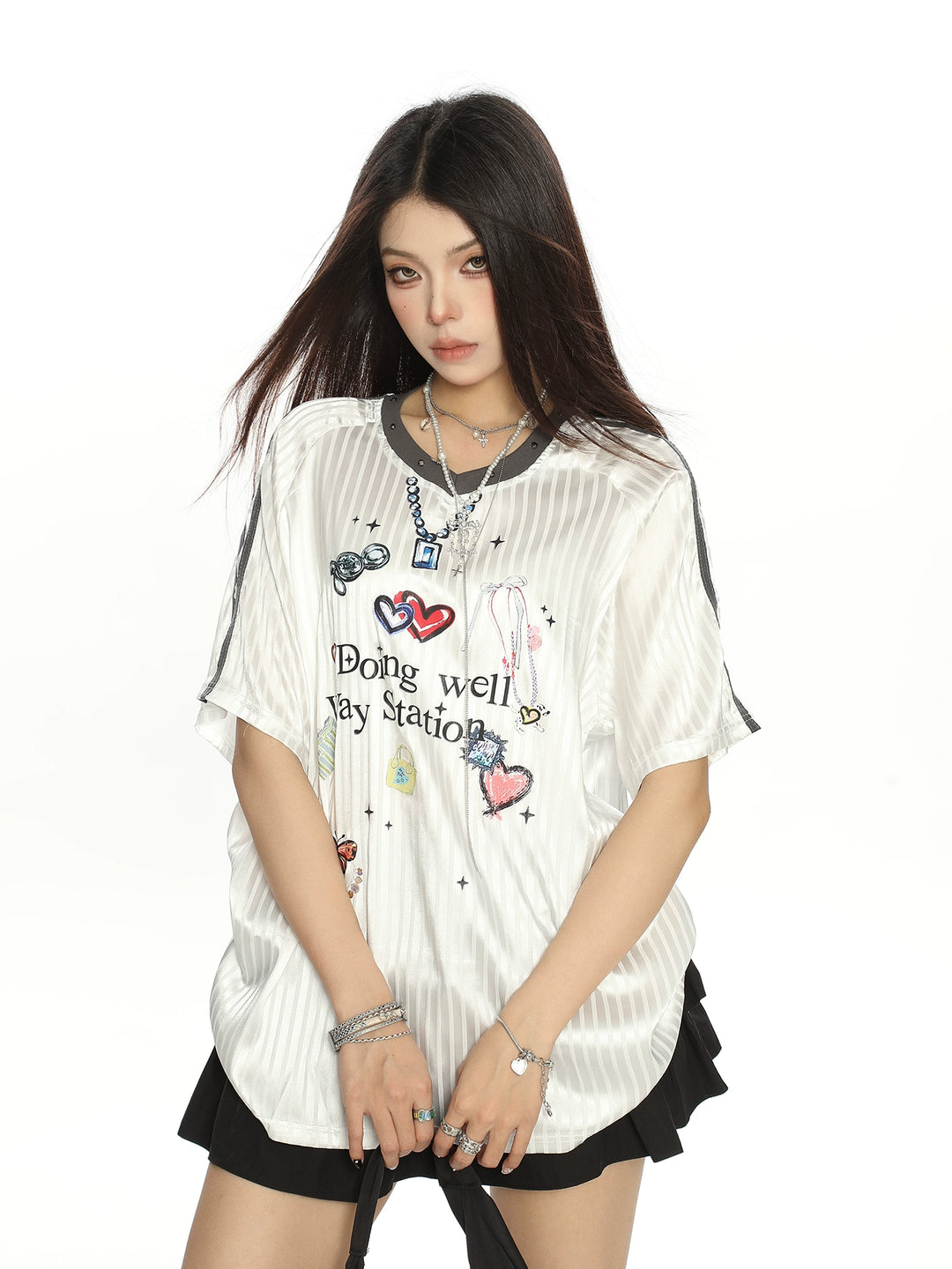 Striped Graffiti Loose T-Shirt