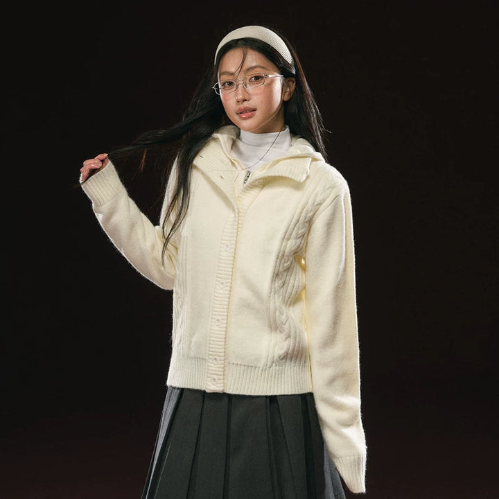 Retro Strikket Zip-Up Genser Cardigan 