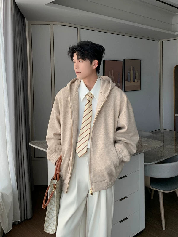 Winter Fleece-Lined Hooded Cardigan