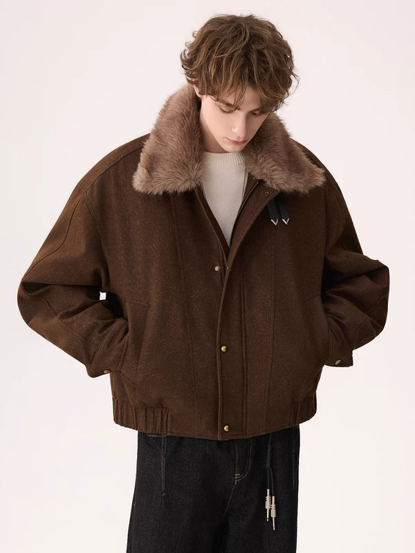 Fur Collar Denim Motorcycle Jacket