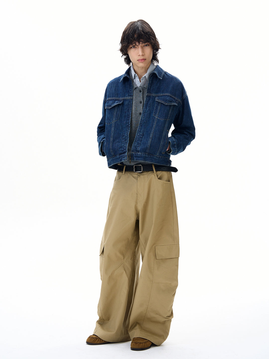 Retro kort denim glidelåsjakke 