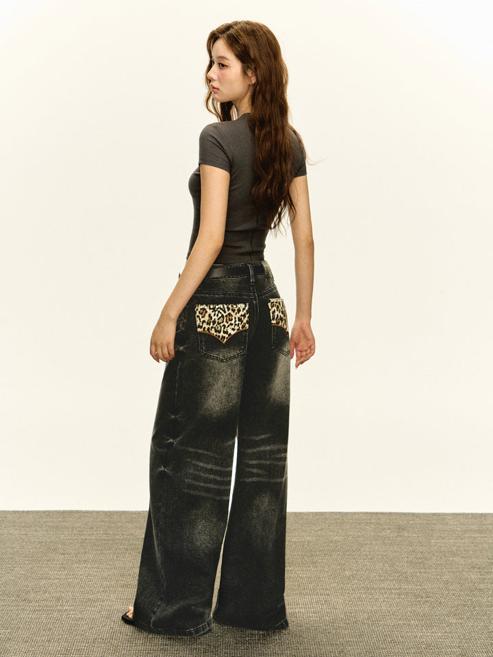 Retro Washed Wide Leg Jeans