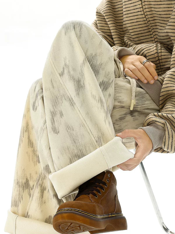 Pantalons larges tie-dye doublés en polaire 