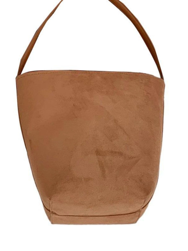 Suedes skuldertaske med stor kapacitet 