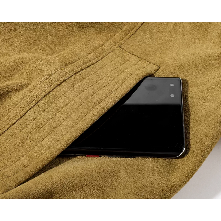 Chaqueta con cuello alzado forrada de sherpa de ante 