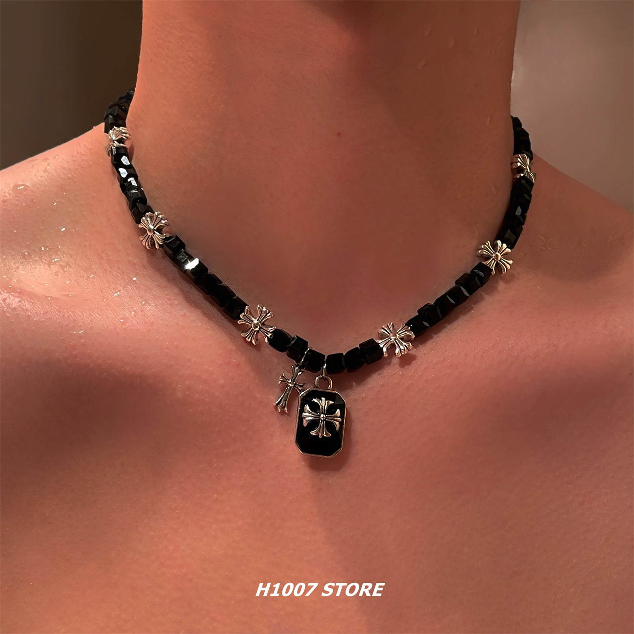 Cross Flower Hip-hop Clavicle Necklace