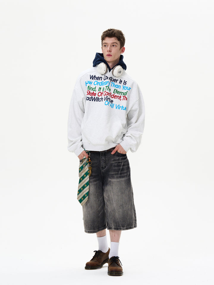 Rainbow Letter Contrast Hooded Sweatshirt