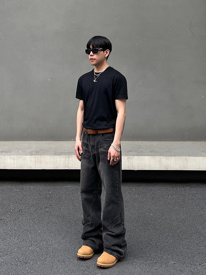 Dark Grey Straight-Leg Jeans