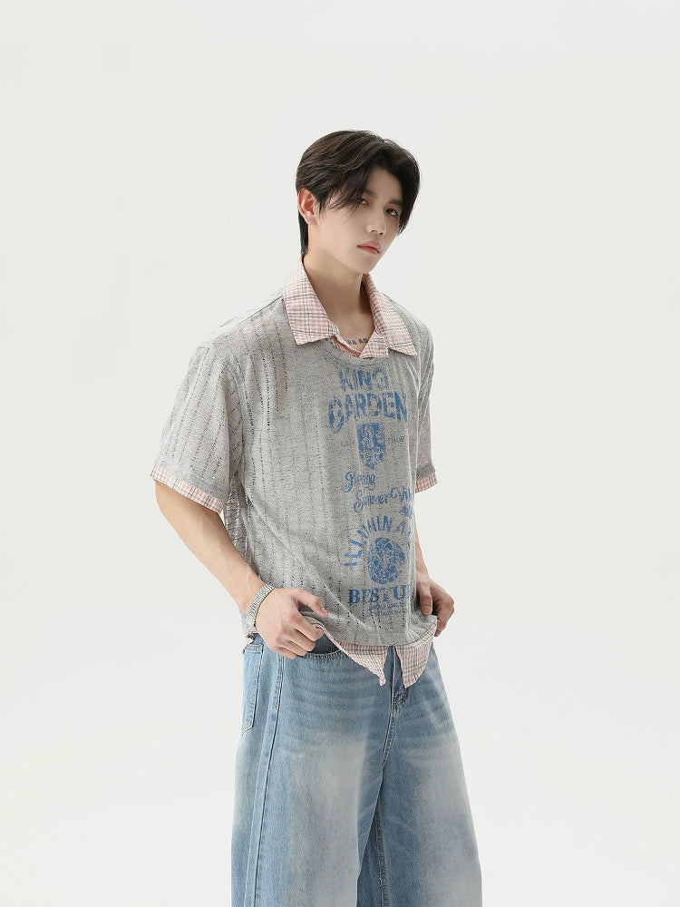 Ripped Knit Short Sleeve Pullover