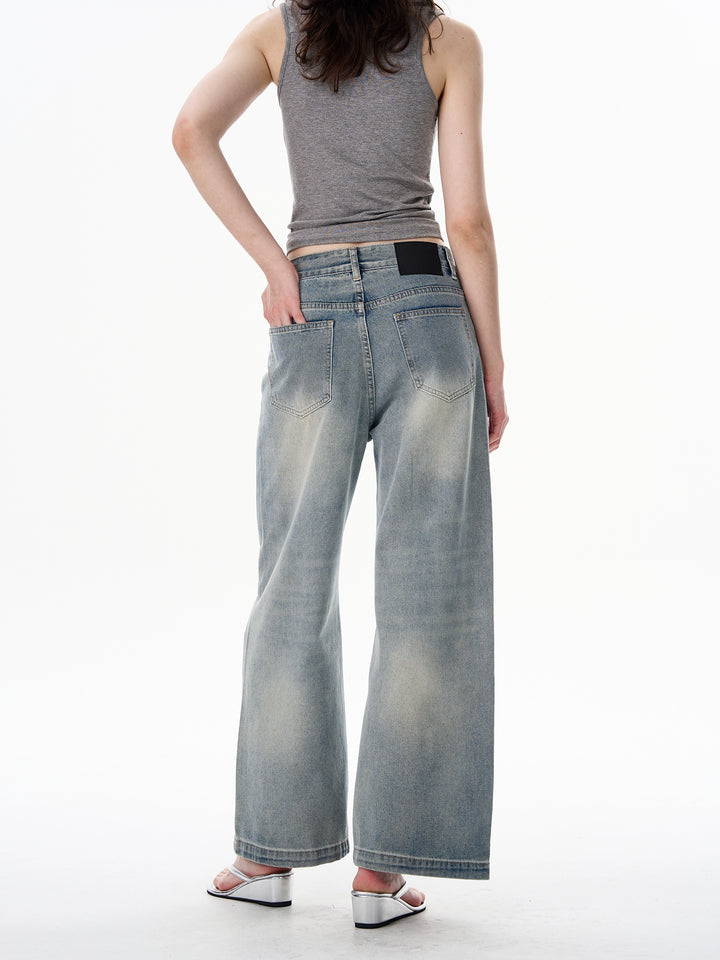 Calças Jeans Retas Largas no Estilo Retrô 