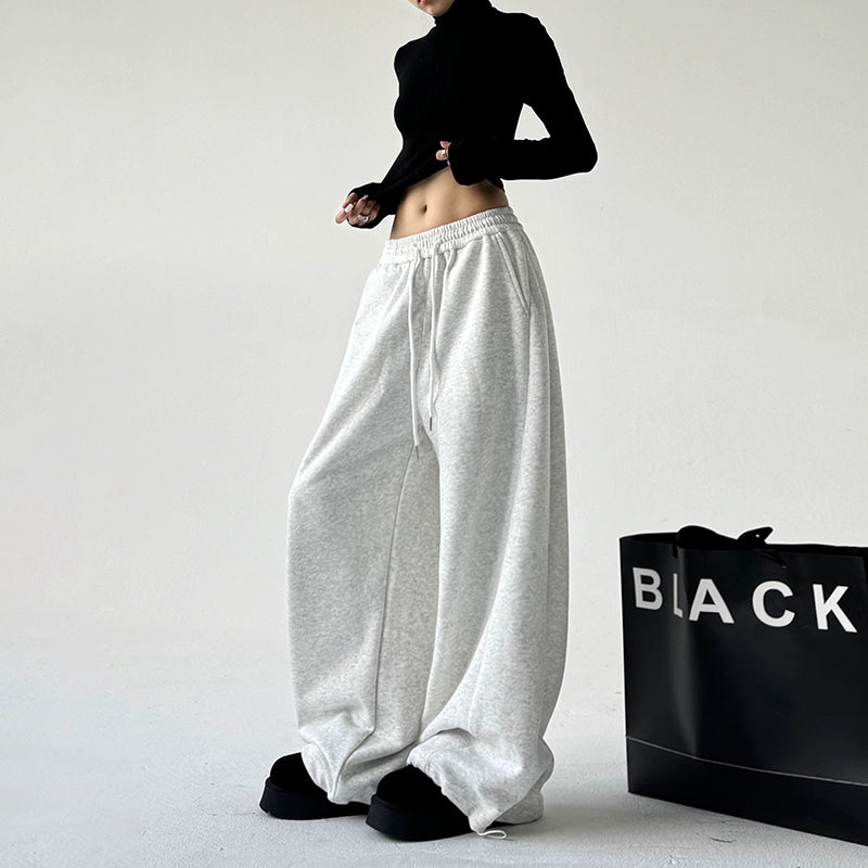 Wide-Leg High-Waisted Cotton Casual Pants
