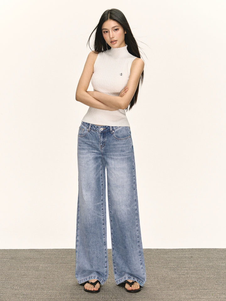 Retro Hoge Taille Wijde Pijpen Jeans Broek 