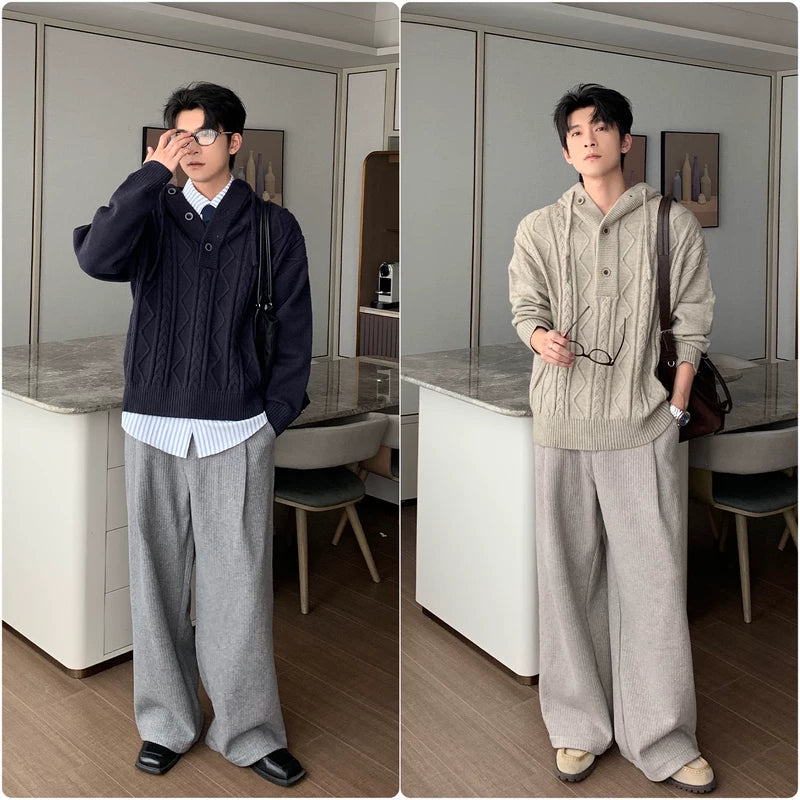 Cable Knit Hooded Sweater Pullover