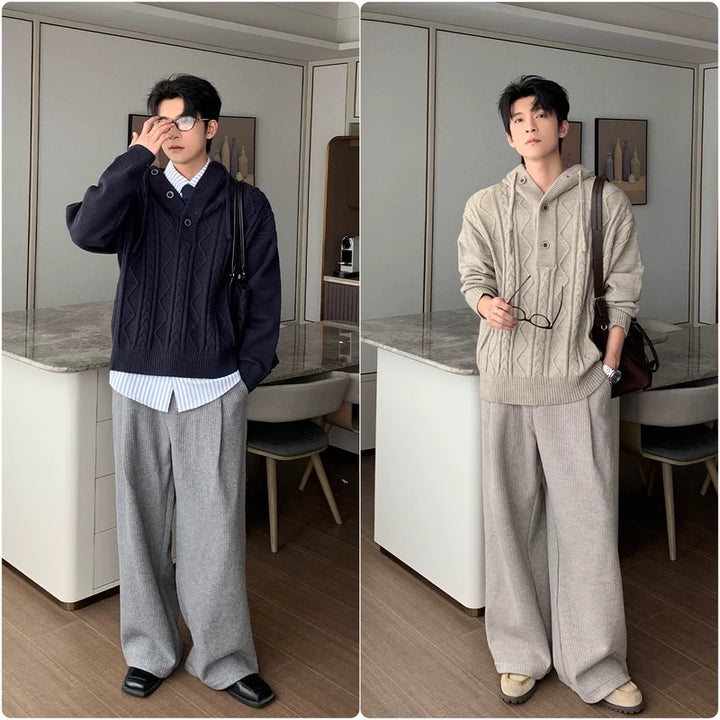 Cable Knit Hooded Sweater Pullover