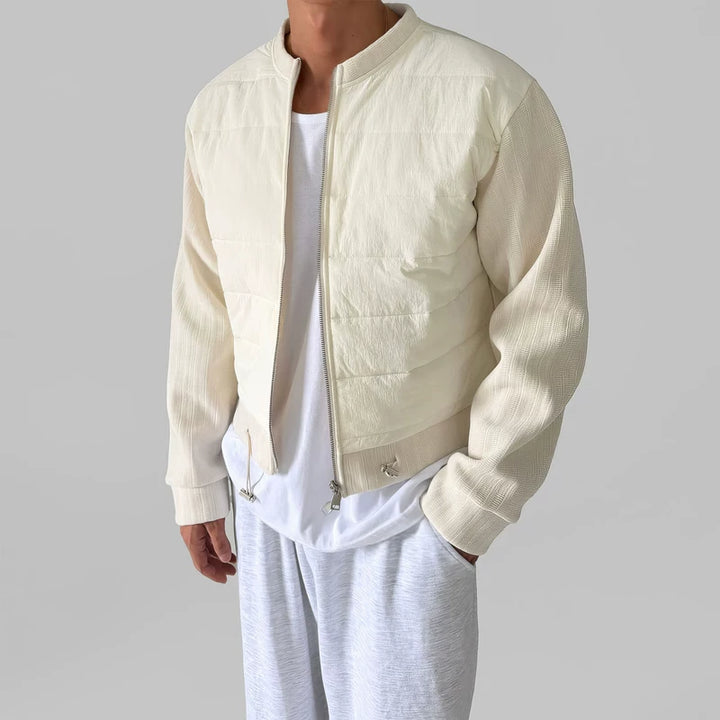 퀼트 패치워크 니트 야구 재킷 