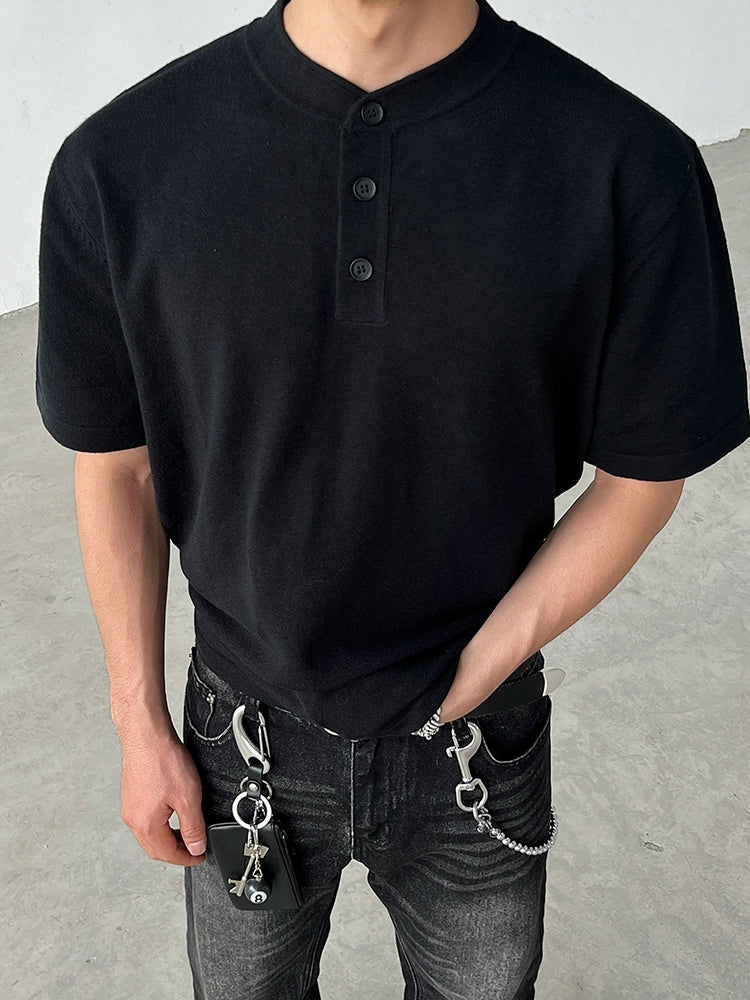 Henley Collar Minimalist Slim Fit T-shirt