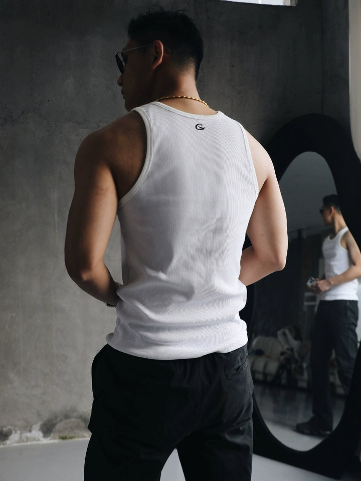 Ribbet ærmeløs slim fit pullover vest 