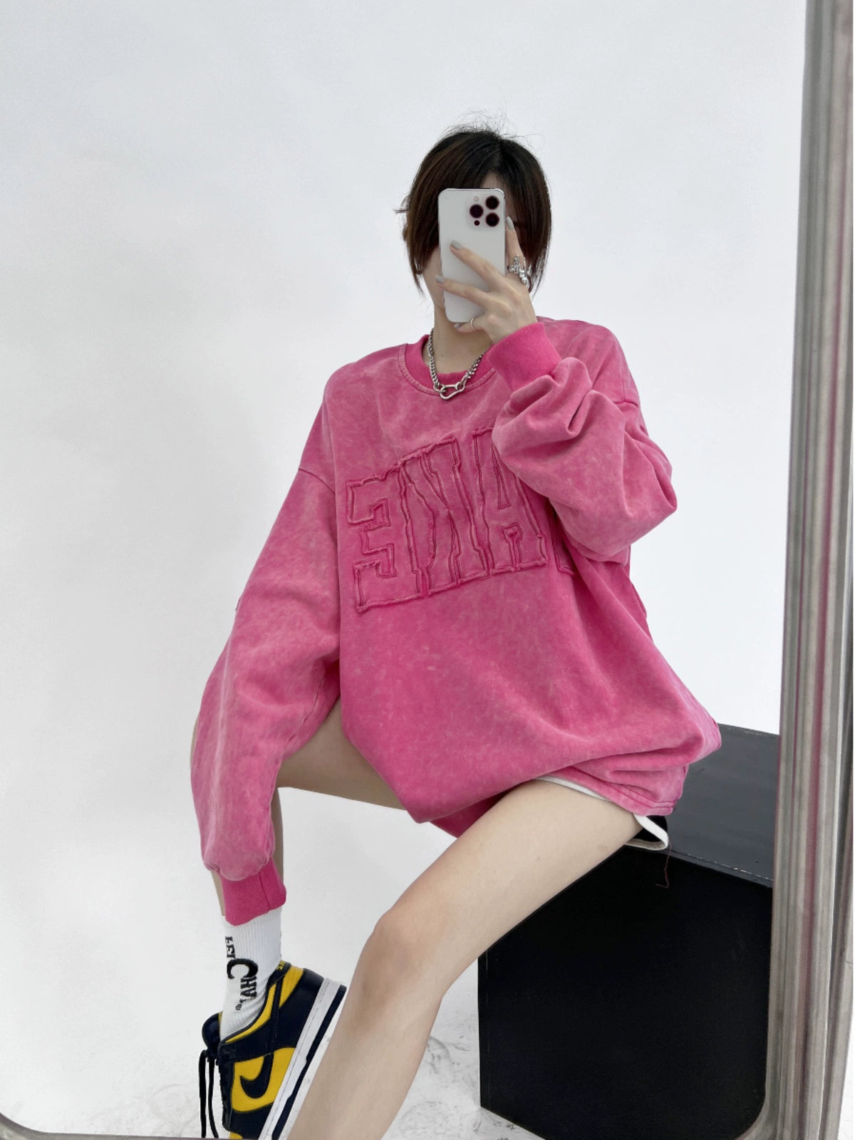 Oversized Embroidered Letter Sweatshirt