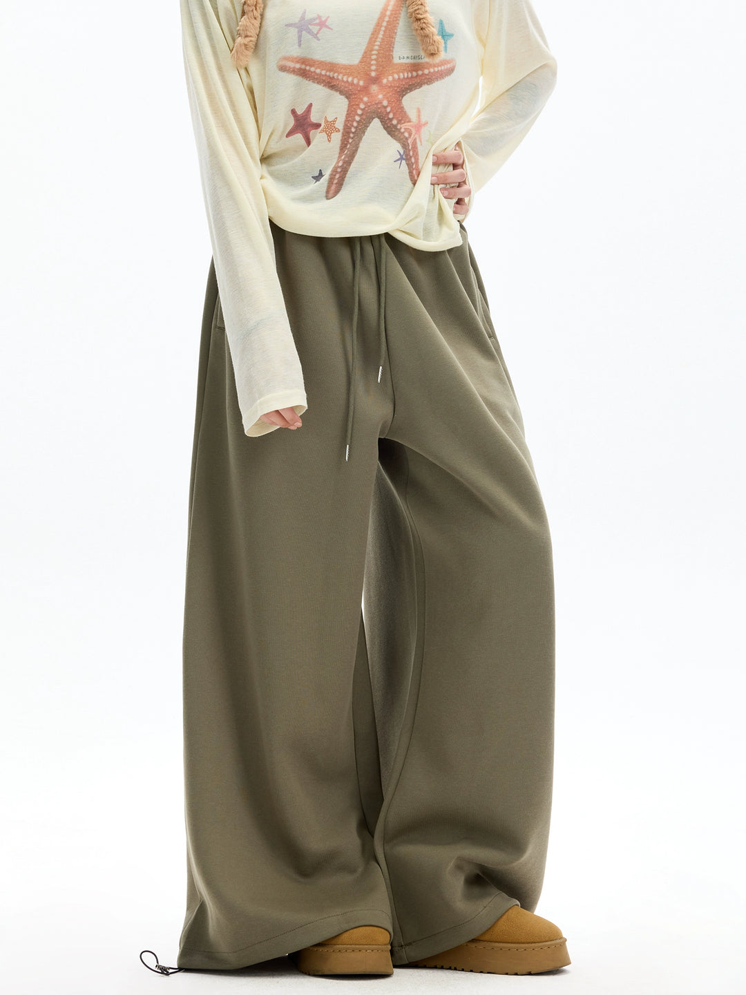 Wide Leg Elastic Waist Sports Pants