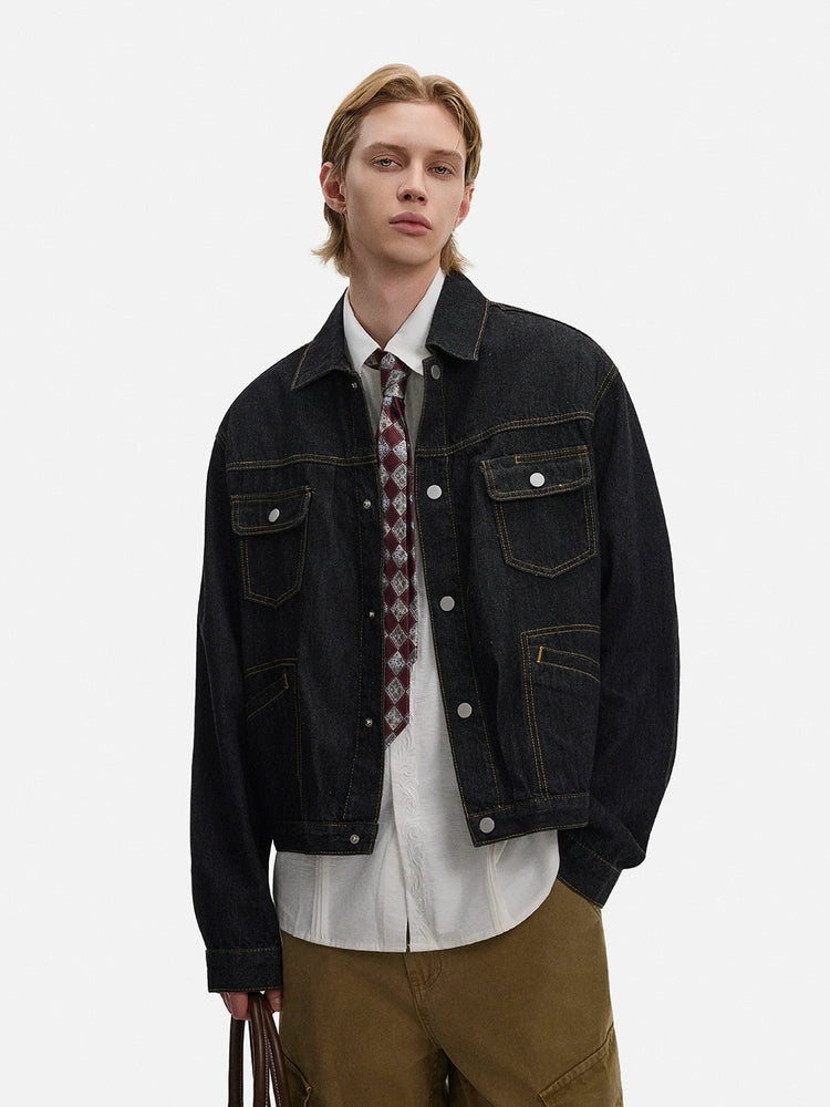 Classic Denim Jacket with Multiple Pockets