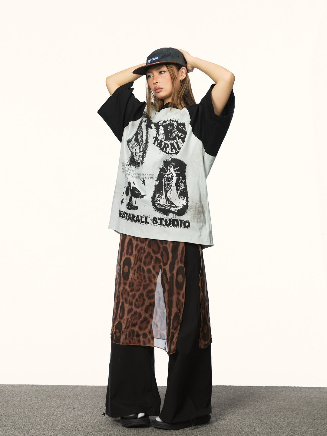 Graffiti Print Loose Fit Graphic T-Shirt