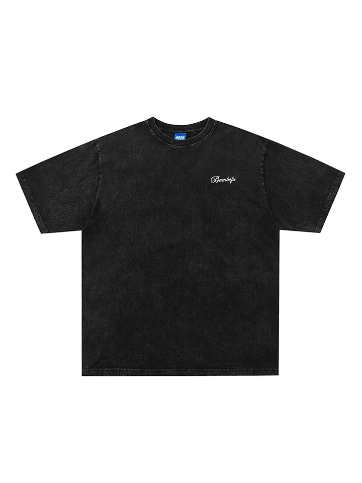 T-shirt grafica a maniche corte con effetto usurato 