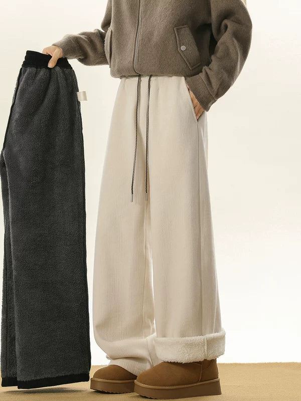 Fleece Lined Wide Leg Winter Pants