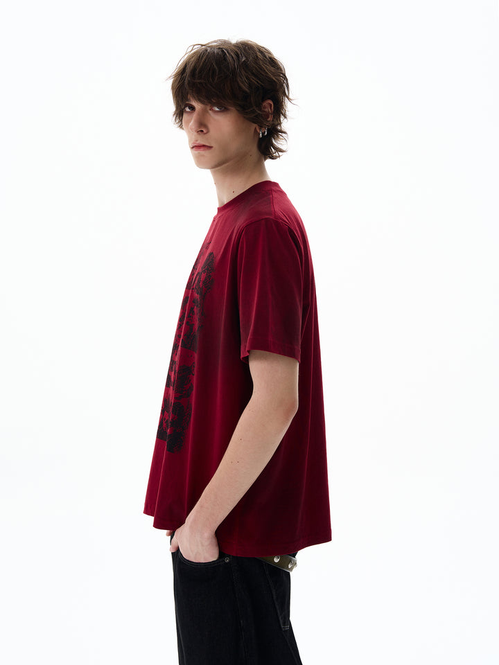 レトログラフィックロックショートスリーブTシャツ 