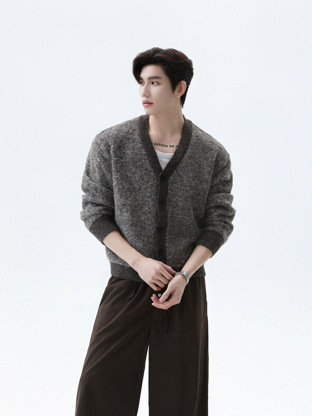 V-neck Wool Knit Cardigan