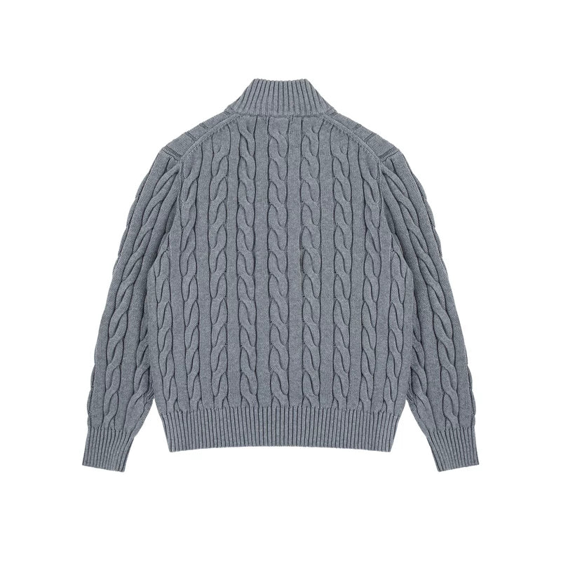 Cable Knit Half-Zip Cotton Sweater