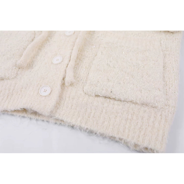 Hooded Button Front Knit Cardigan