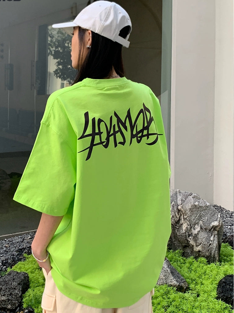 Cotton Loose Fit Hip-Hop Letter T-Shirt