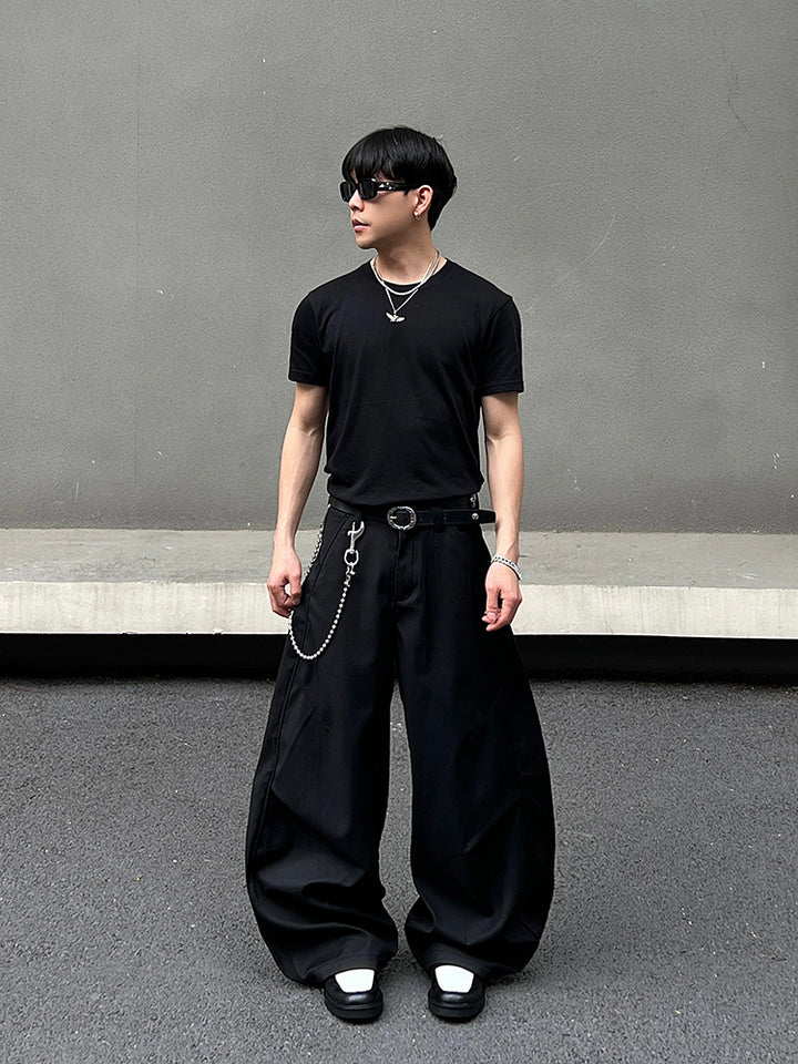 Wide-Leg Pleated Casual Pants