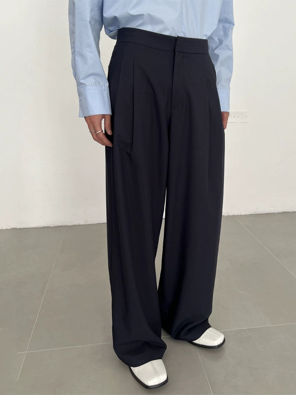 سروال مستقيم متعدد الطيات بقصة فضفاضة 