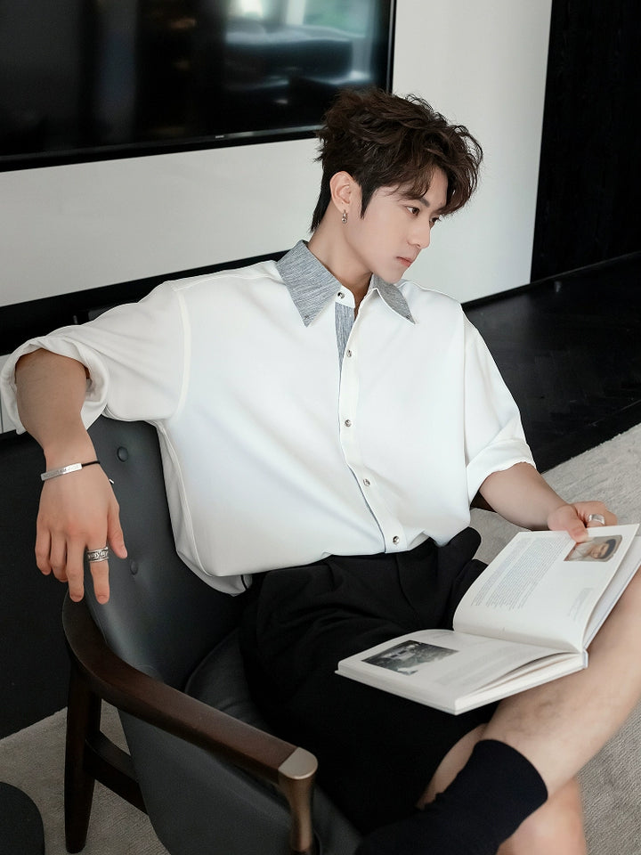 Patchwork Short Sleeve Polo Shirt