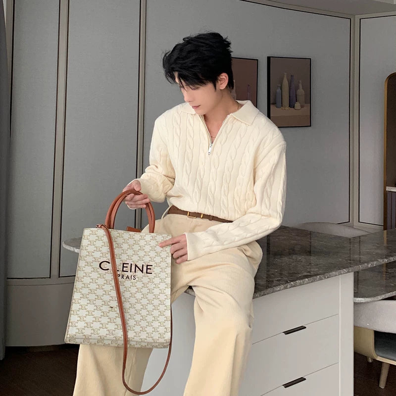 Half-Zip Cable Knit Sweater