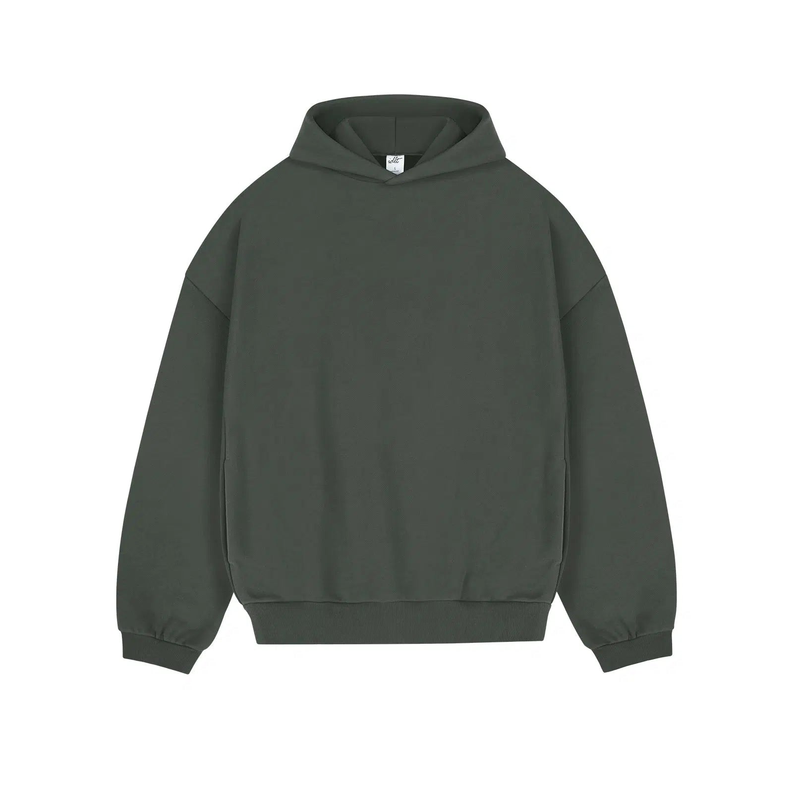 Drop Shoulder Velvet Hoodie Pullover