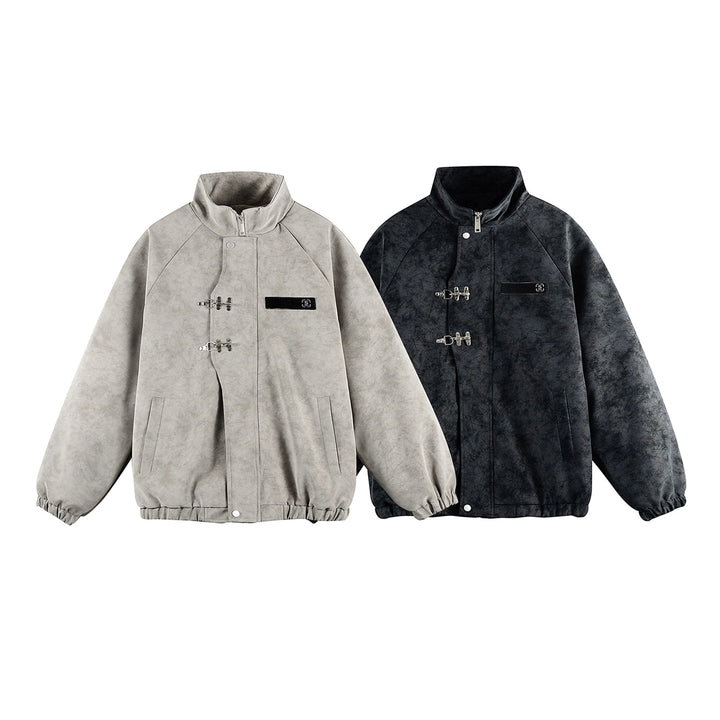 Tie-dye Metal Button Stand Collar Jacket